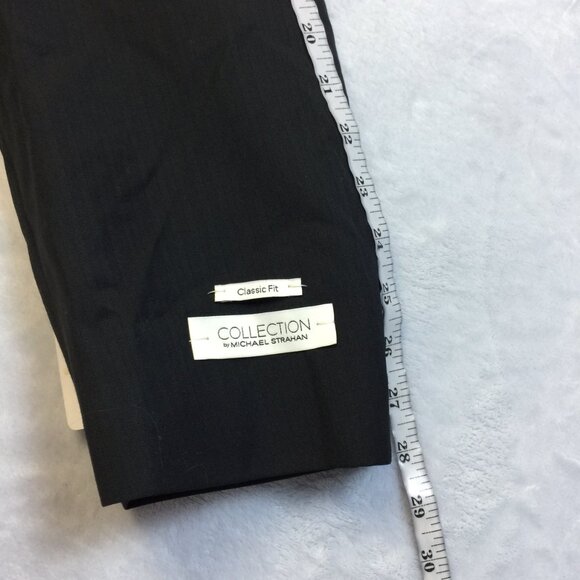 New! Michael Strahan Jacket Blazer Mens 56L Black Striped Wool Classic Fit - Picture 12 of 16